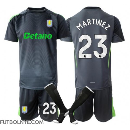 Camiseta Aston Villa Emiliano Martinez #23 Portero Primera Equipación para niños 2025-26 manga corta (+ pantalones cortos)